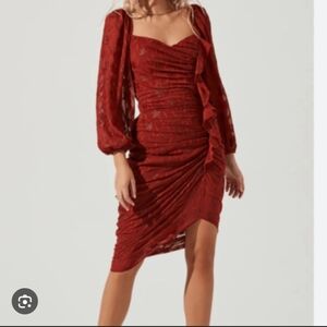 Astr Asymmetrical Rust Dress